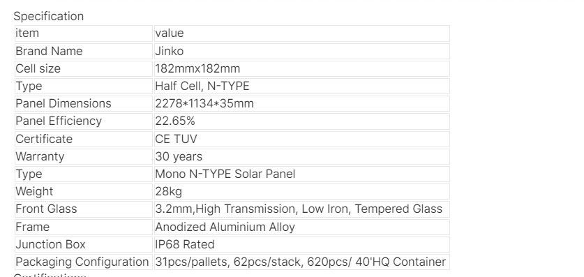 Pannello solare Jinko Qcells 560W 565W 570W 575W 580W Pannello energetico Pannello solare Pv Array