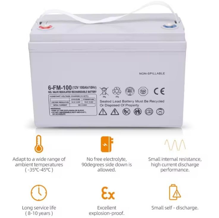 Valvola a ciclo profondo regolabile ricaricabile 65ah 75ah 85ah 100ah 150ah 200ah 12 Volt 12v Gel Batterie al piombo-acido sigillate solari